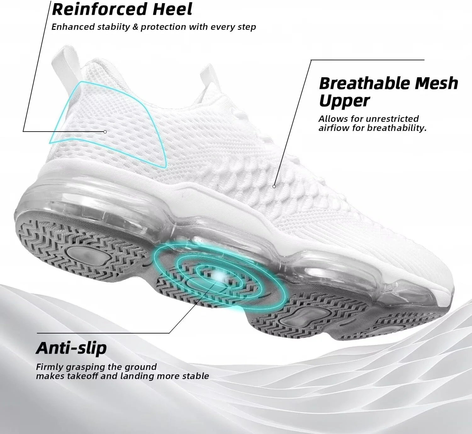 Mens Air Cushion Running Shoes Fashion Casual Walking Tennis Sneakers Non Slip Breathable Trail Sport Gym