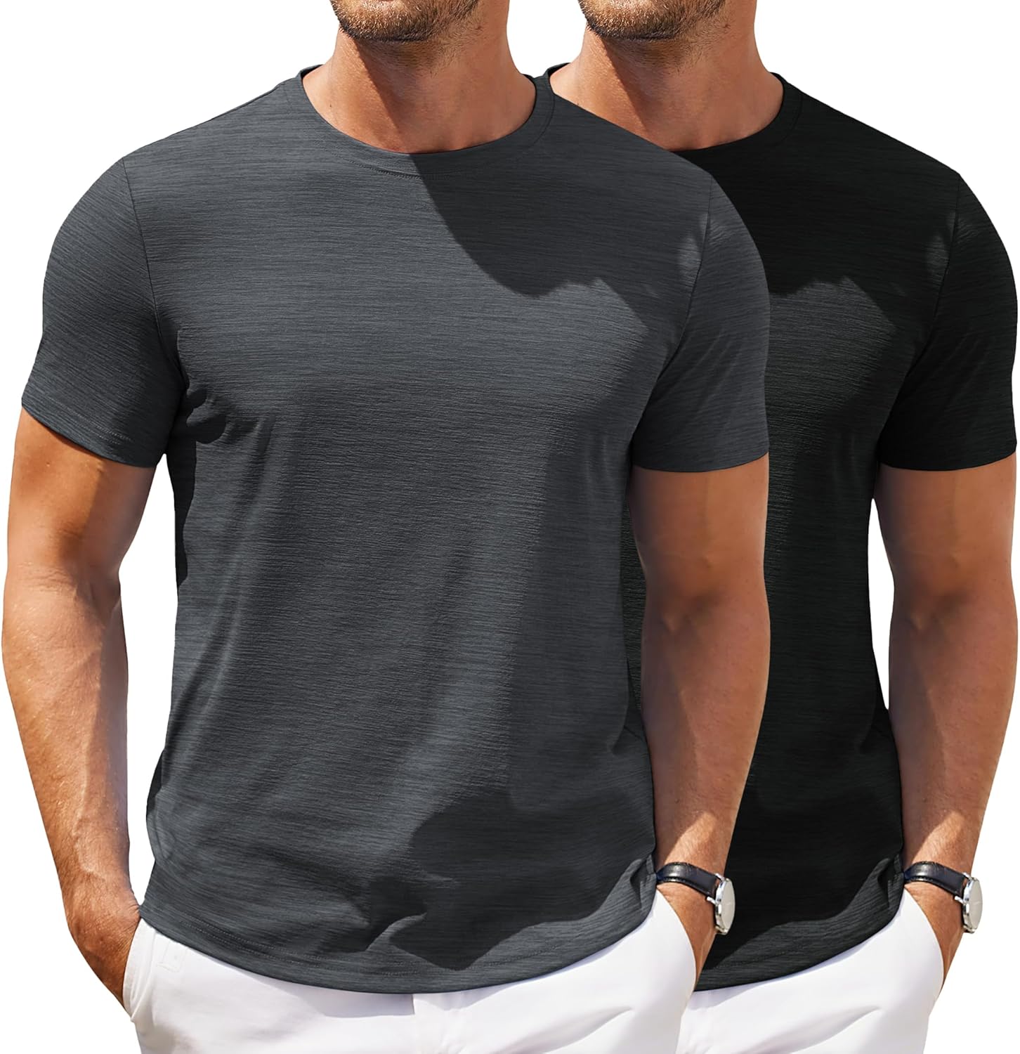 Mens Crew Neck T Shirt Short Sleeve Casual Summer Basic Tee Slim Fit Workout T-Shirt