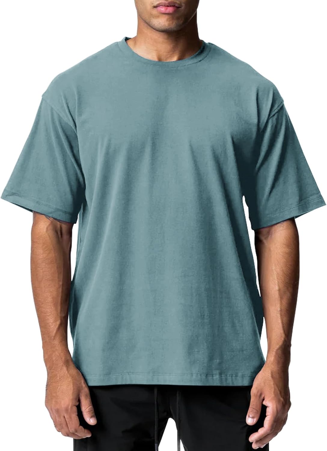 Men's Cotton Short Sleeve Crew Neck Shirts Athletic Tops Tees Oversized Gym Clothes for Men S-XXL