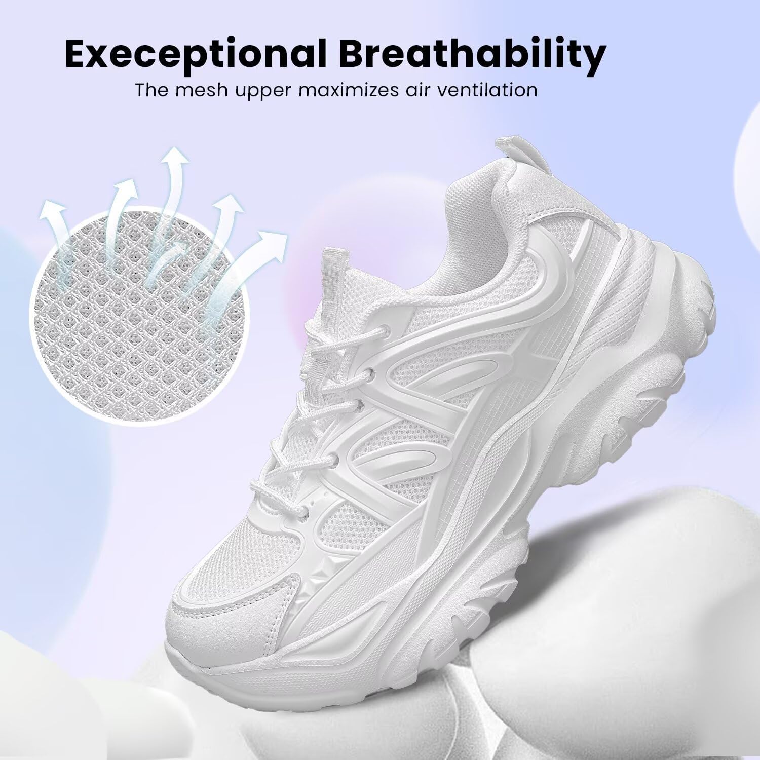 Women's Road Running Shoes Non Slip Ladies Walking Fashion Athletic Chunky Sneakers Work Gym Comfort Lightweight Mesh Soft Sole