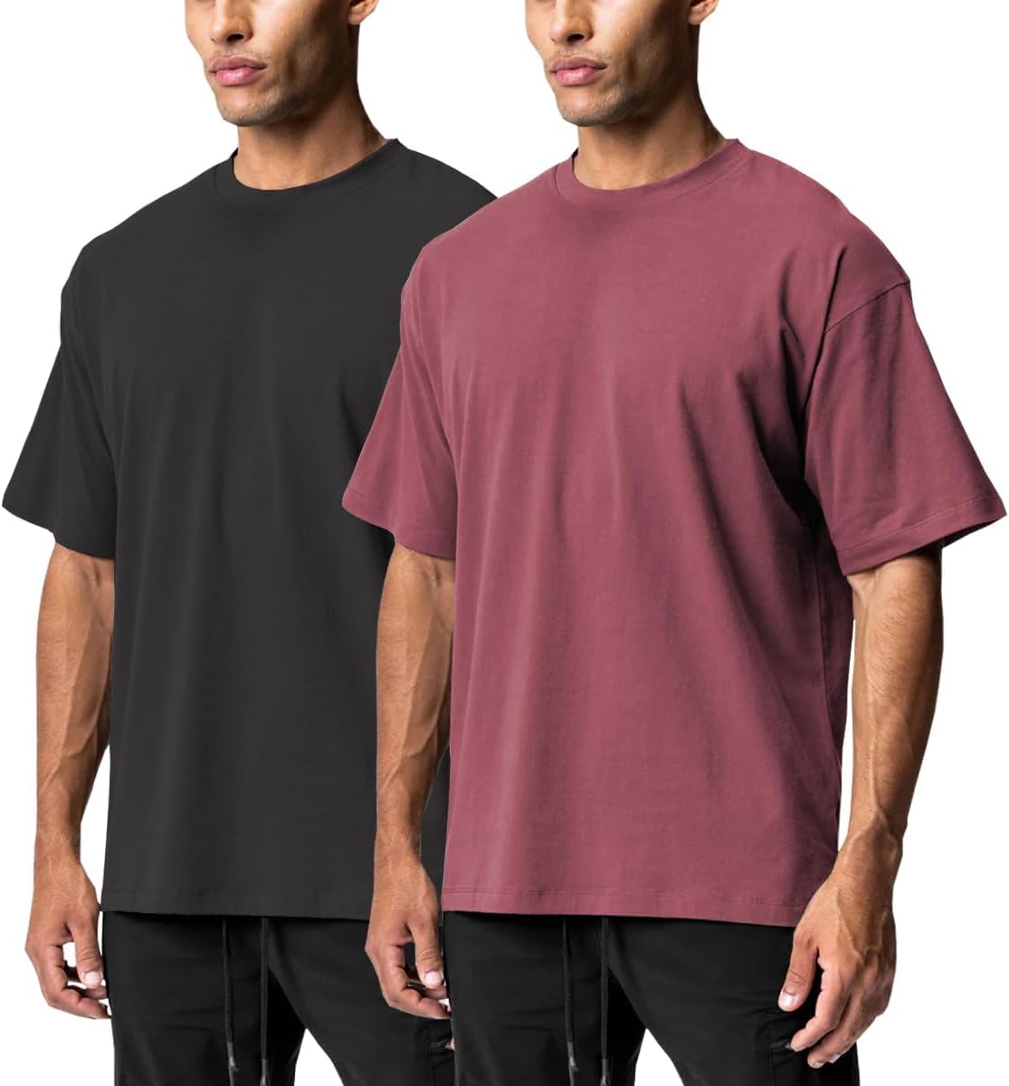Men's Cotton Short Sleeve Crew Neck Shirts Athletic Tops Tees Oversized Gym Clothes for Men S-XXL