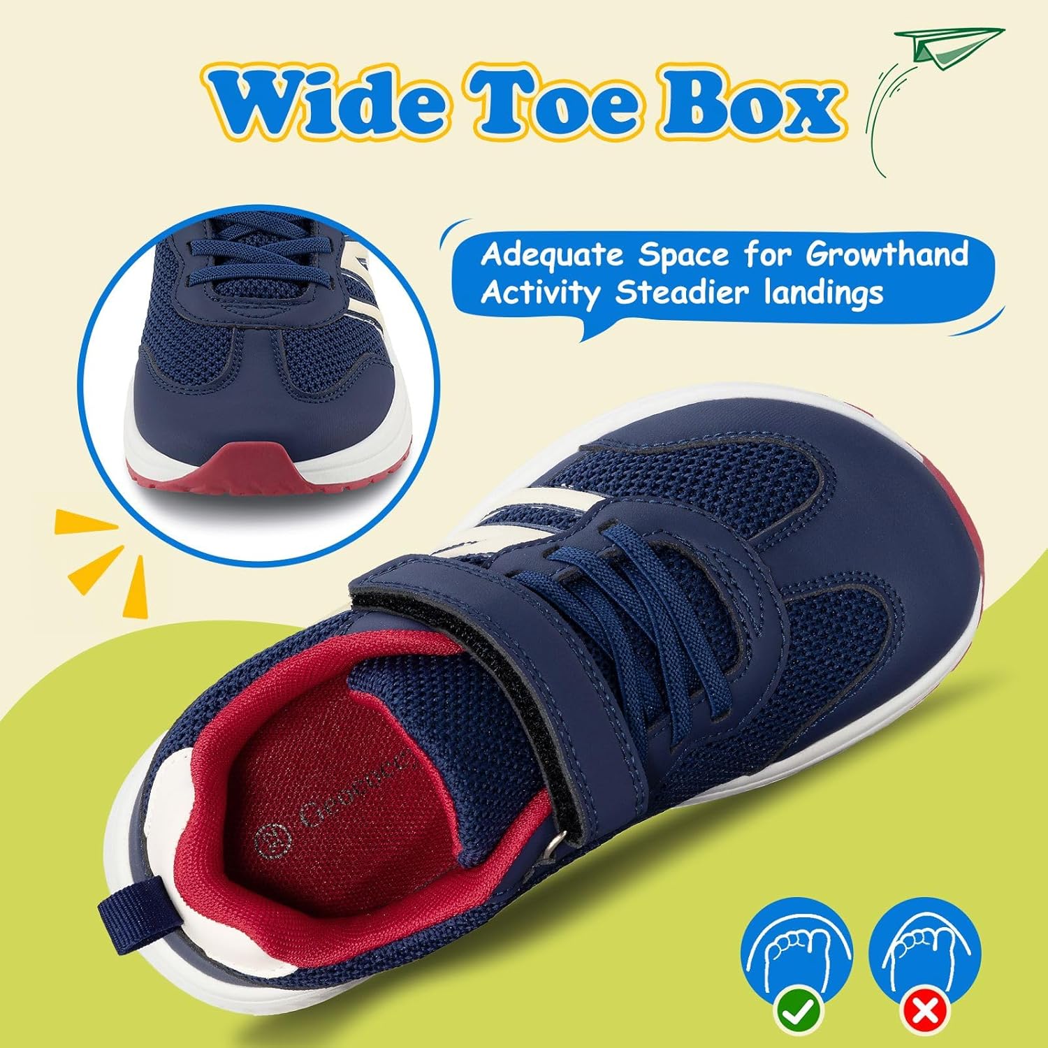 Boys Wide Toe Box Sneakers Girls Tennis Running Shoes Breathable Walking Trainers for Kids