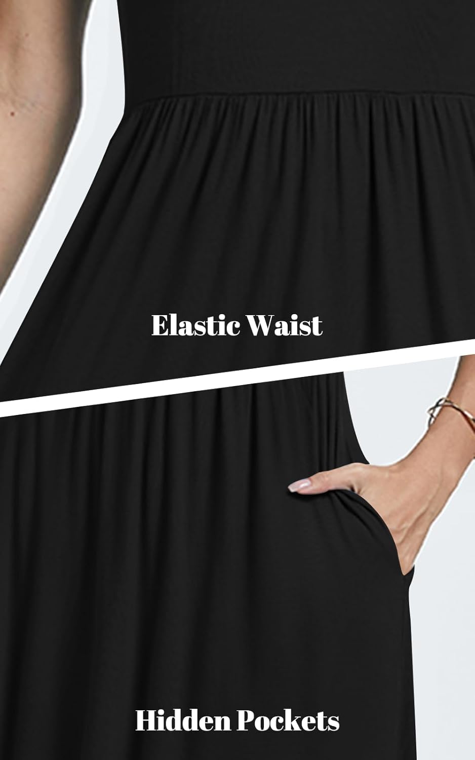 Womens Short Sleeve Empire Waist Dresses Casual Summer Dress with Pockets