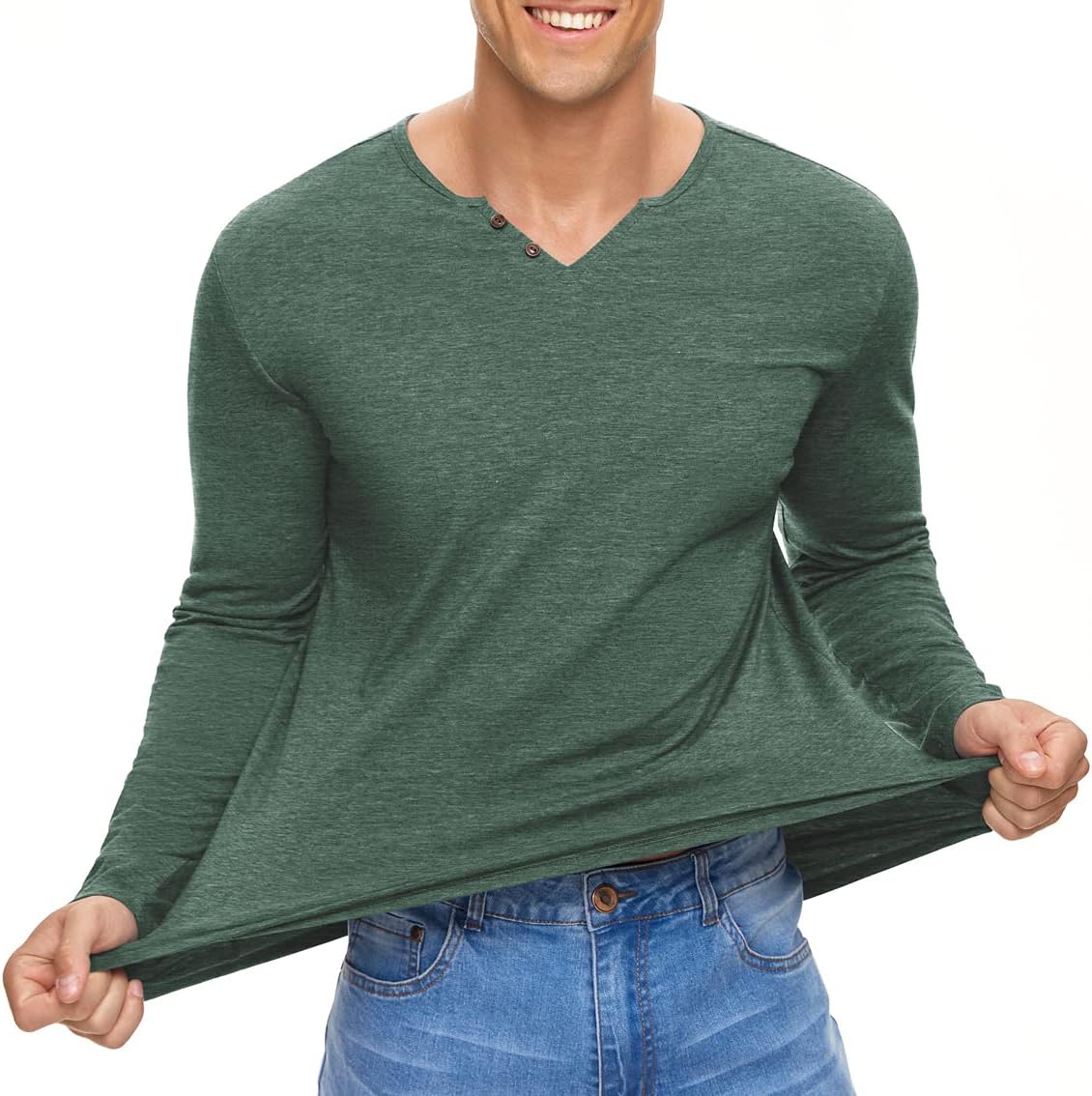 Men's Casual Slim Fit Basic Henley Short/Long Sleeve Fashion T-Shirt